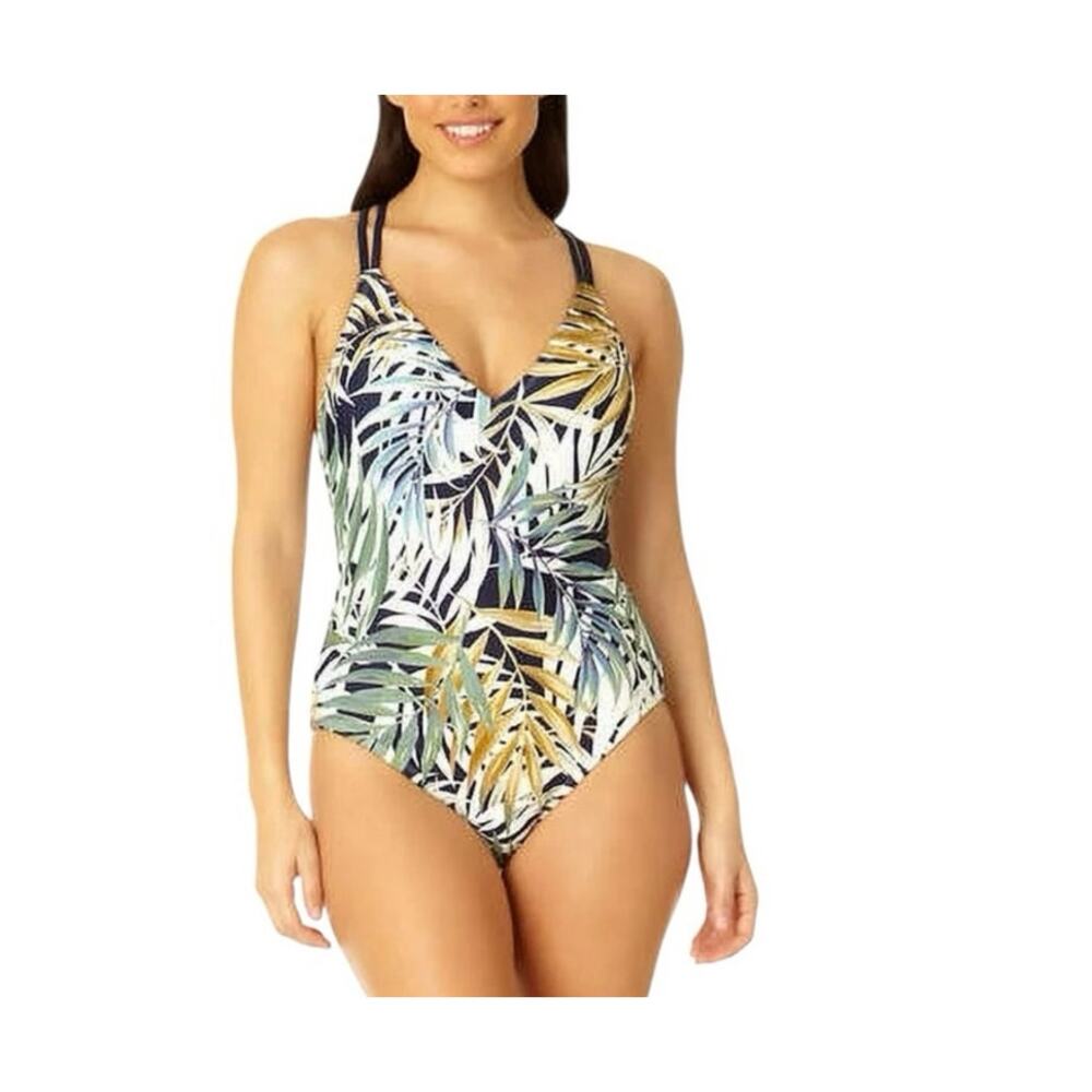 Hurley Tropical One Piece Swimsuit L UPF50+ Halter Padded Beach Resort Poolside